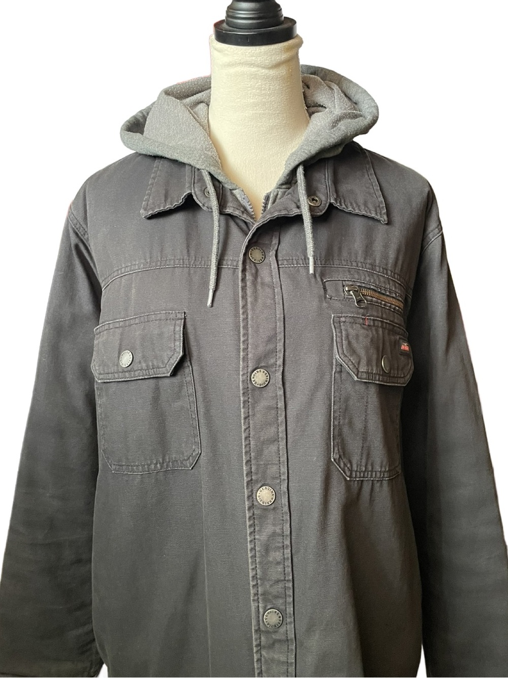 Dickies Men's Heavyweight Hooded Utility Jacket in Charcoal Gray (Size: LG)